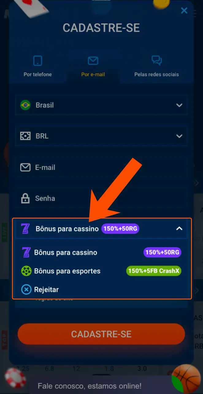 Selecione o bónus de boas-vindas ideal na aplicação Mostbet para jogar.