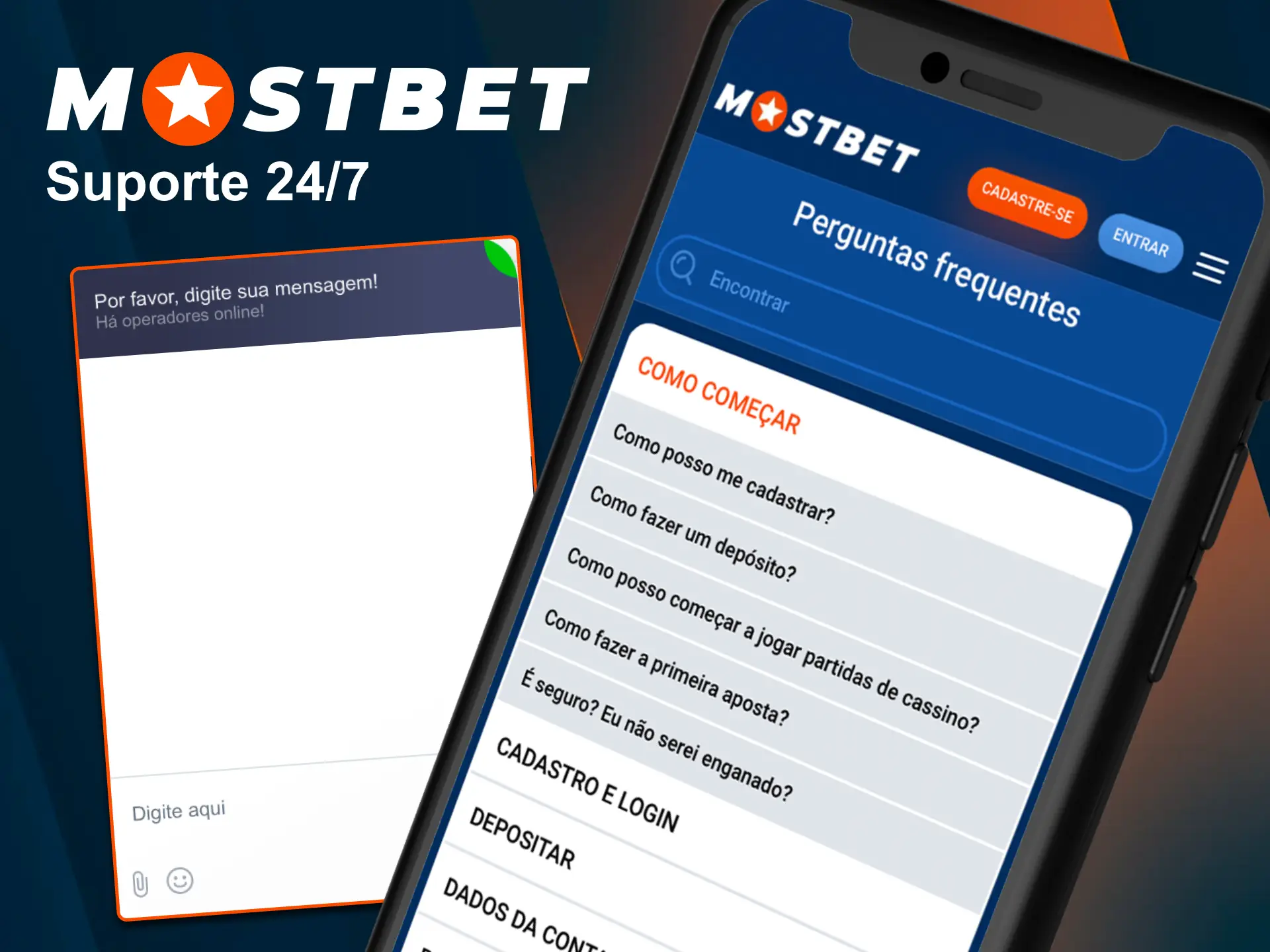 Entre em contato com o suporte online na aplicação Mostbet agora.
